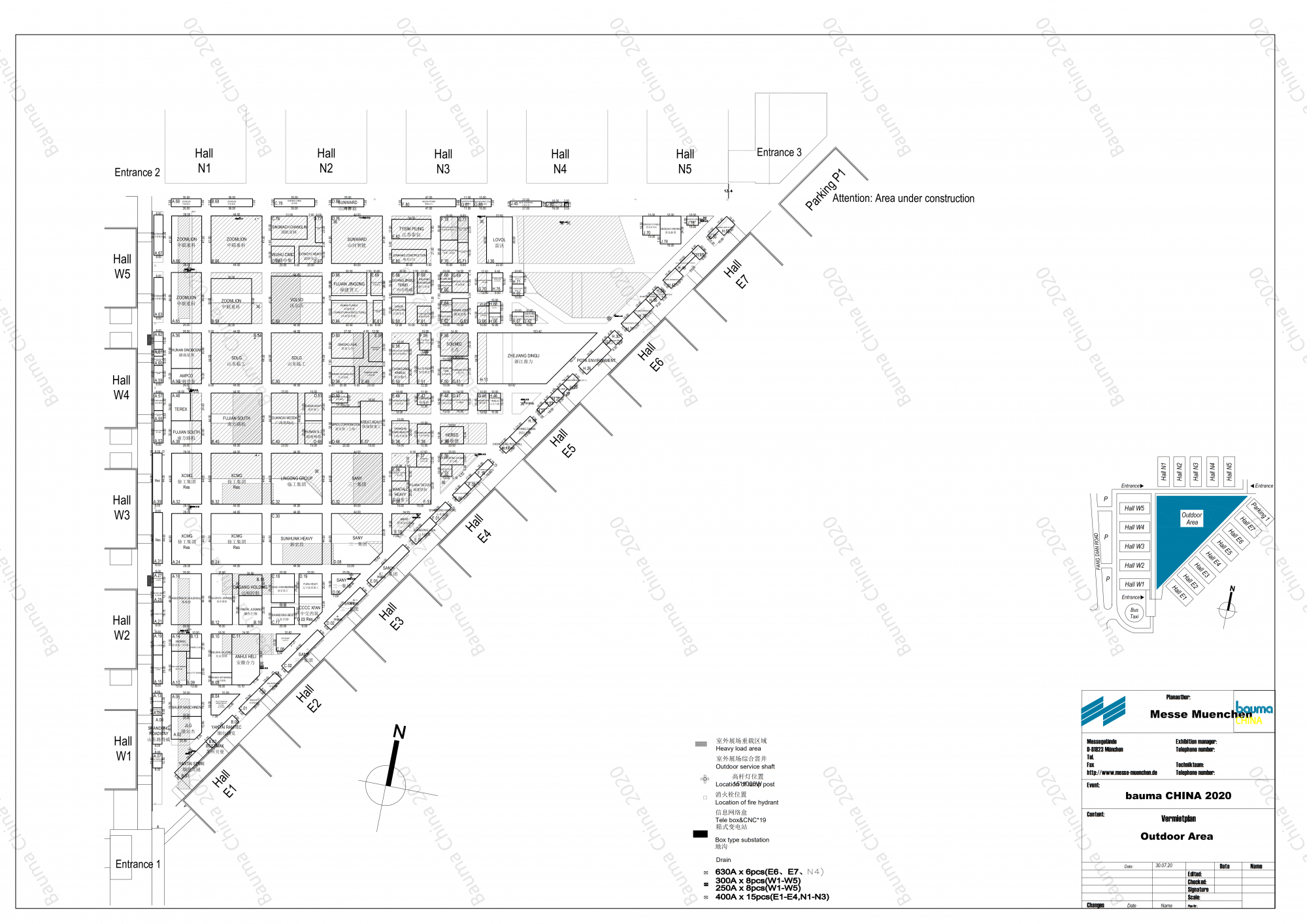 Outdoor booth layout of Bauma China 2020