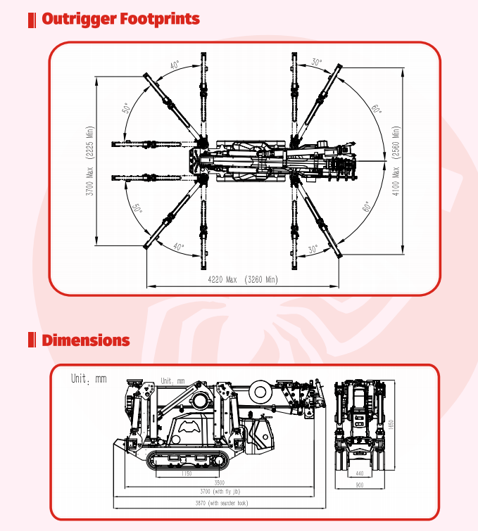 SPT299 spider crane dimensions
